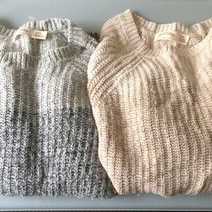 (2) Faded Glory Cozy Knit Women's Sweater Set - Gray and Cream